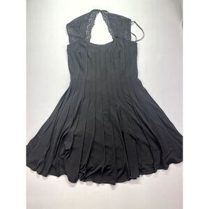 Liz Minelli Accordian Pleated Midi Dress Sz XL‎ Women Black Hiboost Vestidos